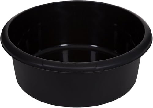 Aurora - WF Large Plastic Round Washing Up Bowl Kitchen Sink, Basin Mixing (Black)