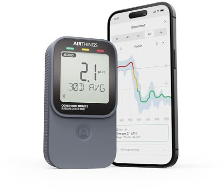 Airthings 325 Corentium Home 2 Radon Detector, Dark Grey