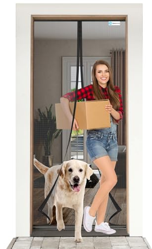 Moustiquaire Magnétique pour Porte 90x200 cm, Fibre de Verre, Noire | Rideau Magnétique, Anti-Insectes, Sans Perçage, Fermeture Automatique, Sur Mesure, Résistant, Adapté aux Animaux