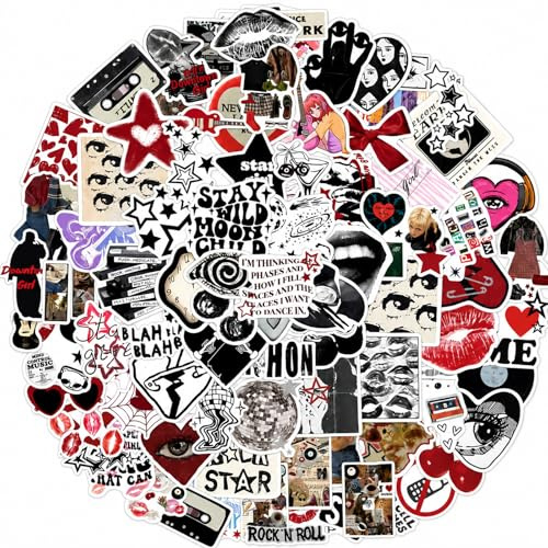 Nurila 100 Stück Stickers Y2K Set, Downtown Girl Aufkleber | Aesthetic Sticker Set, Für Laptop, Handy, Journal, Scrapbook und Wasserflasche