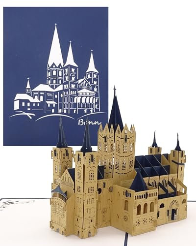 POP UP Karte Bonn - Bonner Münster“ 3D Geburtstagskarte im Großformat, Souvenir, Geschenk, Geschenkidee & Geschenkverpackung für Gutschein