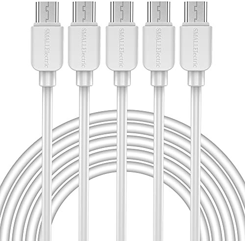 SMALLElectric Micro USB Cable (5-Pack, 6FT) Android Charger, Long Android Phone Charger Cord for Samsung Galaxy S7 S6 Edge J7 S5,Note 5 4,LG 4 K40 K20,MP3,Kindle,Tablet,White