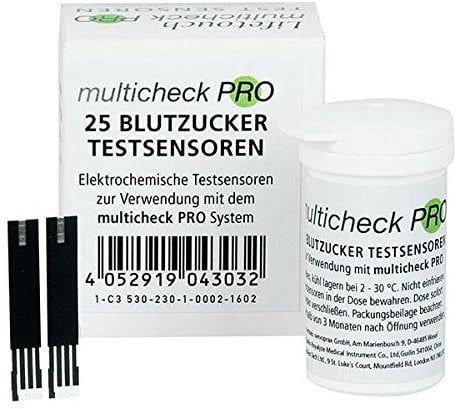 50 Blutzucker Testsensoren - C3 530 - Elektrochemische Testsreifen zur Verwendung mit dem Multicheck Pro Messgerät ┇ Tests PZN 11304358