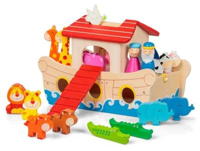Tobar 23064 Arche Noah aus Holz mit viel Zubehör