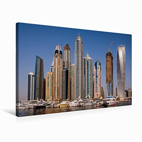 Premium Textil-Leinwand 75 x 50 cm Quer-Format Dubai Marina Skyline | Wandbild, HD-Bild auf Keilrahmen, Fertigbild auf hochwertigem Vlies, Leinwanddruck von Peter Härlein