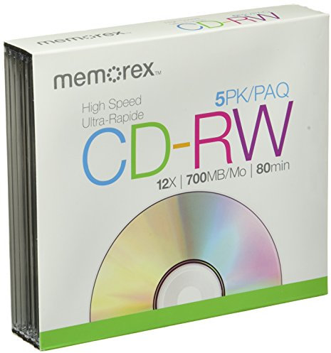 5 MEMOREX CD-RW 12x Rohlinge 700MB/80Min in SlimCase