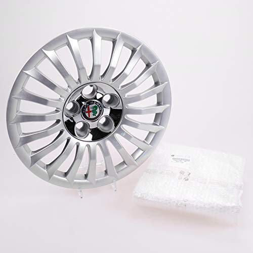 Alfa Romeo Original 16 Zoll Radkappe Silber Metall Radabdeckung HUBCAP_WHEEL_COVER Speichen-Clip OE 156117398