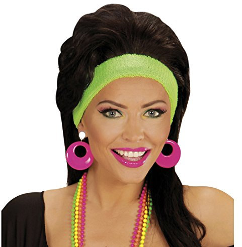 Amakando Creolen Modeschmuck Neon Ohrringe pink Mode Ohrstecker 80er Jahre Damen Schmuck Party Outfit Verkleidung 90er Ohrclips Ohrschmuck