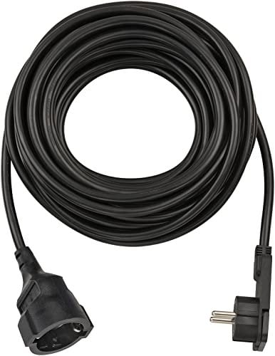 Brennenstuhl Qualitäts-Kunststoff-Verlängerungskabel mit Flachstecker (Verlängerungskabel flach für innen mit 10m Kabel) schwarz