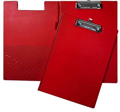 Janrax Red Foldover Clipboard – A4 Folding Clipboard with Front Cover, Inside Pocket & Hanging Hook