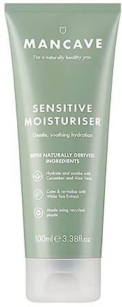 ManCave Feuchtigkeitscreme Sensitiv 100ml für Männer | Für empfindliche Haut, Mit Aloe Vera & Sheabutter, Nicht fettend, Vegan, Dermatologisch getestet