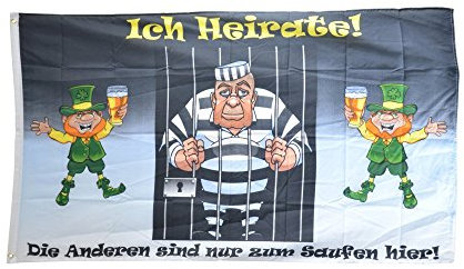 Flaggenfritze Fahne/Flagge Junggesellenabschied - Ich Heirate! + gratis Sticker