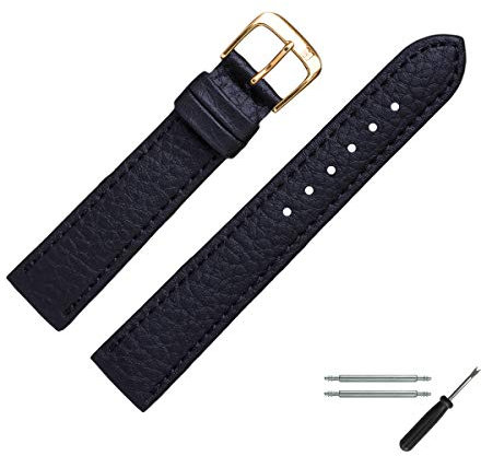 MARBURGER Uhrenarmband 18mm Leder Vegan Schwarz - Werkzeug Montage Set 5201810000220