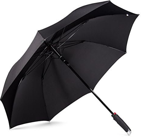 LifeTek New Yorker großer Golf-Regenschirm, 137 cm, automatisches Öffnen, volle Größe, extra großer Stock-Schirm, winddicht, stark, faltbar, Übergröße, Teflon, Allwetter-Regenschirm, schwarz, FX1
