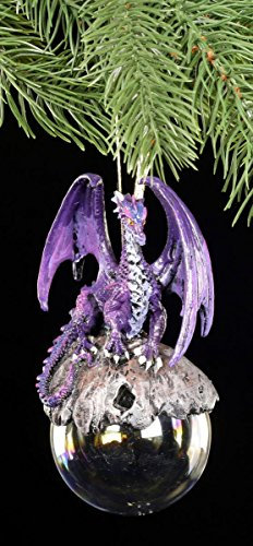 Lila Drache als Christbaum-Schmuck Hoarfrost | Christbaumkugel Figur Weihnachten Anhänger Baum Deko