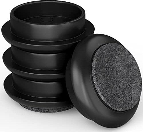 Medipaq Felt Castor Cups – 4x Small 44mm Black – Protects Wooden & Smooth Floors – Chair & Furniture Leg Protectors