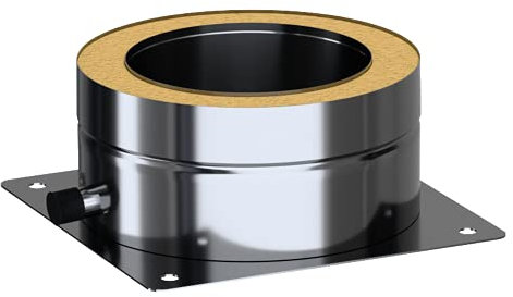 Kratki Placa base DW | Placa base ADAM DW con desagüe de condensado 200 accesorios para chimenea, robusta, de acero resistente al ácido y a altas temperaturas