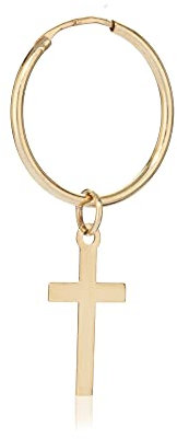 NKlaus Einzel 14mm Gothic Creolen mit Kreuz 333 Gelb Gold 8 Karat Kreuz Ohrring 8267