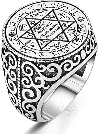 Herren-Ring aus 925er Sterlingsilber mit Siegel des Salomons Daud Star, Metall, Kein Edelstein