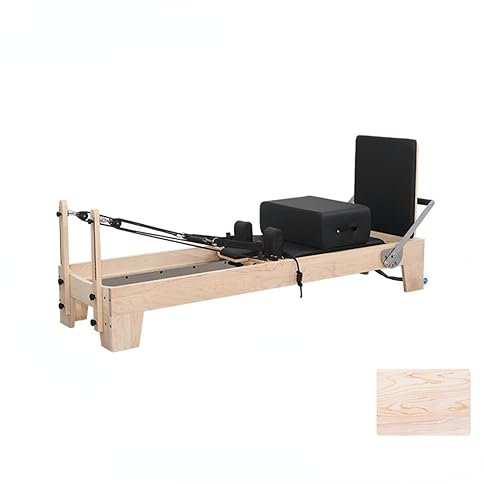 AMCOIN Pilates Reformer Für Zuhause,Fitness Wood Semi Elevated Reformer,Pilates-Reformer Heimgebrauch Und Studio Maple Pilates Reformer (Schwarz)
