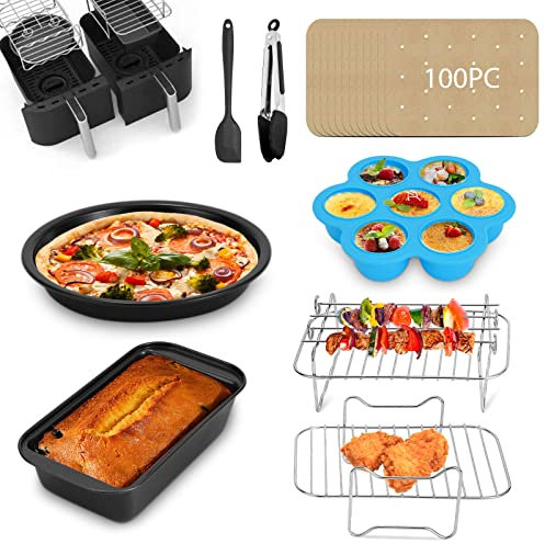 Accessoires De Friteuse à Air Chaud Double Zone 8 Pièces Pour Ninja Foodi Max Af400eu/af300eu, Ensemble D'accessoires De Friteuse à Air Double Chambre Pour Profi Cook, Princess 7,6 L/8 L/9 L/9,5 L