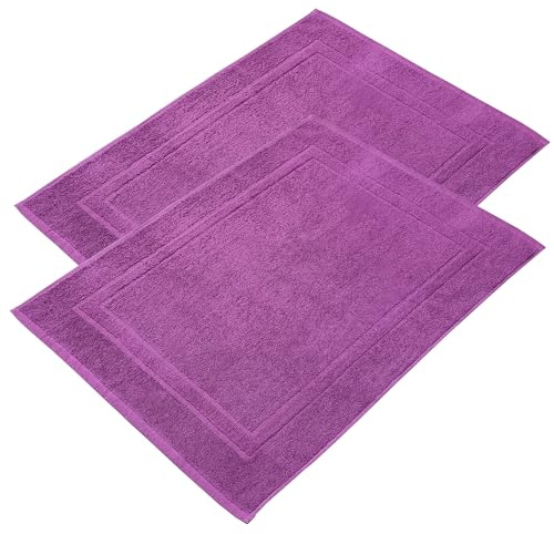 NYVI Badvorleger NYVIFresh 50x70 cm 2er Set - Frottee Duschvorleger aus 100% Baumwolle Premium Qualität 700 g/m² - Saugfähig Schnelltrocknend Waschbar - Badematte Badteppich Lila