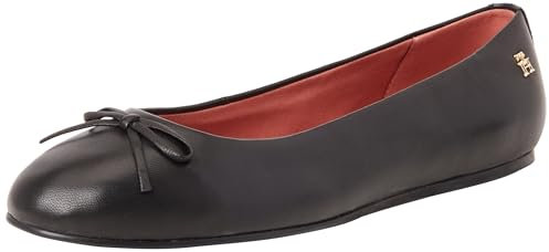 Tommy Hilfiger Ballerines Femme Flat Bow en Cuir, Noir (Black), 40