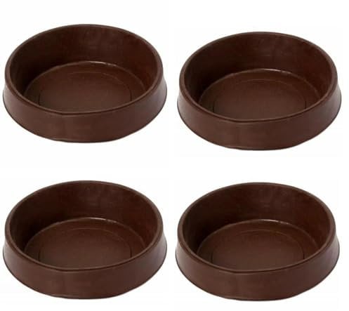 4 x fiXte Large Floor Cups Castor Furniture Chair Sofa Carpet Protectors Caster Brown, 65mm