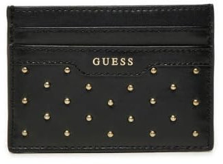 Guess Leder Kartenetui mit Nieten, Schwarz