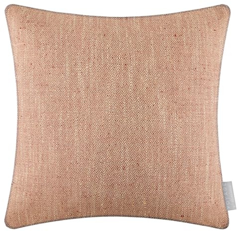 Voyage Maison Jedburgh Feather Filled Cushion – Herringbone Textured Woven Artisan Country Décor (Rust - 50x50cm)
