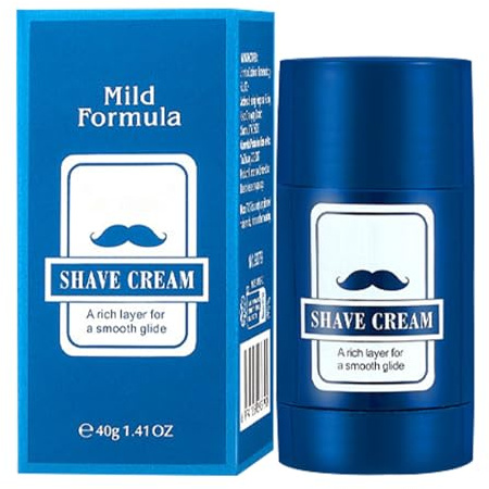 Rasiercreme für Herren | Feuchtigkeitscreme 40 g für Rasur, Balsam 2-in-1, sanfter Stick für Bartpflege und Haarentfernung