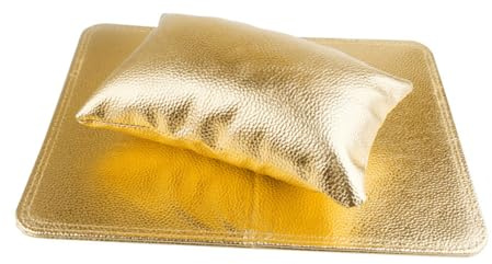 IWOWHERO Handauflage für Nägel Pu kissen Handgelenkstütze Weich Stabil Schutz für Nageltisch Maniküre Salon und DIY Zuhause Nagelkissen Set Goldfarben