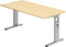 Bümö höhenverstellbarer Schreibtisch O-Serie 160x80 cm in Ahorn, Gestell in Silber - PC Tisch für's Büro manuell höhenverstellbar, Computertisch verstellbar