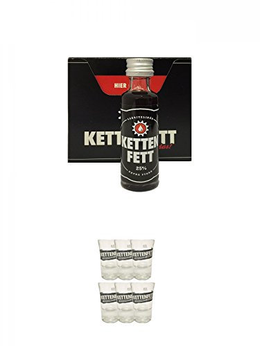 Kettenfett Lakritz Likör 16 x 0,02 Liter Miniaturen + Kettenfett Shot Glas 6 Stück