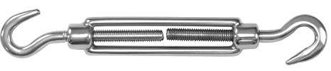 Amig - Tenditore a doppio gancio con corpo filettato Mod.30120 in acciaio inossidabile | Adatto per tensionare cavi metallici o fili, tende da sole, teloni o candele | Dimensioni: vite M5 x 70 mm.