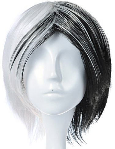 CoolChange Cosplay Perücke im Monokuma Look für Danganronpa Fans | Schwarz - Weiß