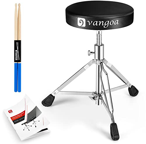 vangoa Schlagzeughocker, Dick Gepolstert Tragbar Schlagzeug-Thron Einstellbar Drum Throne Stool