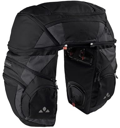VAUDE Fahrradtasche für Gepäckträger Karakorum Pro 68L Schwarz, stylische Gepäckträgertasche, 100% wasserabweisend, Gepäckträgertasche hinten, einfache Befestigung