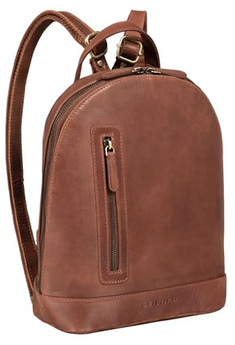 STILORD Reed Moderner Leder-Rucksack Damen Echtleder klein - Daypack Cityrucksack Elegant für 10.1 Zoll Tablet Vintage Rucksacktasche wasserdicht, diebstahlsicher Farbe:schwarz