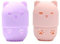 2 Pièces Eponge de Maquillage de Silicone de Chat, Porte-Éponge en Forme de Chat, Lavable Et Réutilisable, Convient à La Maison, Aux Sorties, Aux Voyages, Etc (Rose, Violet)