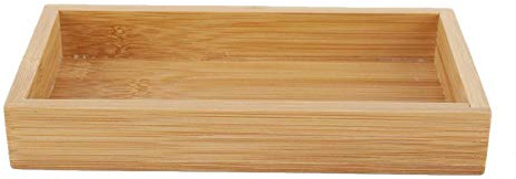 Vassoio da portata, vassoio in legno di bambù con bordo ispessito, eleganti piatti e vassoi da portata natalizi, vassoio universale per caffè, cibo, colazione, cena (19, 2 * 10, 2 * 3 cm)