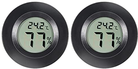 2Pcs Mini Rundes Hygrometer Thermometer Digital LCD Monitor Meter Gauge Innen Außen Luftfeuchtigkeit Temperaturanzeige für Luftbefeuchter Luftentfeuchter Babyzimmer Fahrenheit oder Celsius