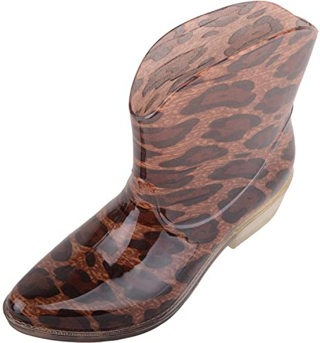 Absolute Footwear Stivali impermeabili da donna in stile cowboy, impermeabili alla caviglia, da pioggia, Leopard, 37 EU