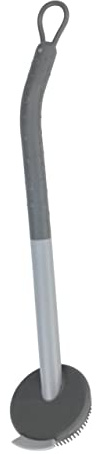 WENKO Spülbürste Cuvo, Bürste zum Spülen aus Kunststoff mit ergonomischem Griff und Schaber für hartnäckige Rückstände zur hygienischen Reinigung, spülmaschinengeeignet, 6 x 31 cm, Grau