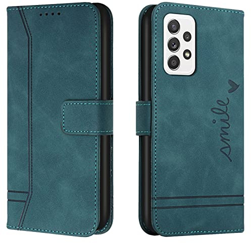 Lihondar Cover per Samsung Galaxy A52S 5G/ A52 4G/5G, Custodia Samsung A52S 5G/ A52 4G/5G Portafoglio, Flip Libro Wallet Case Custodia in Pelle PU, Slot per Schede, con Magnetica a Scatto (Verde)