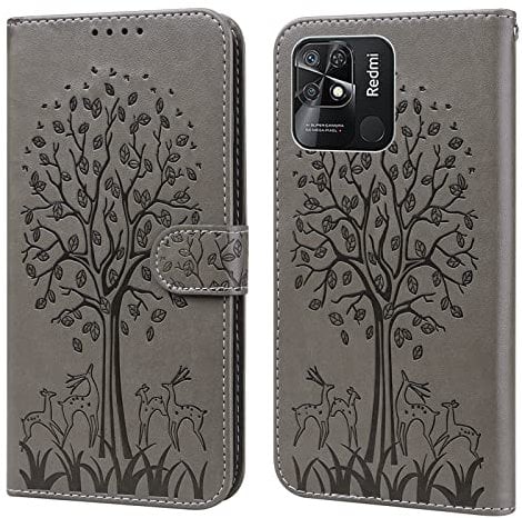 GLANDOTU Handyhülle für Xiaomi Redmi 10 C/10C Hülle 6.71 Zoll Redmi 10C, Klappbar [Standfunktion] [Magnet] Premium Flip PU Lederhülle Case Schutzhülle Redmi 10 C Klapphülle (Grau)