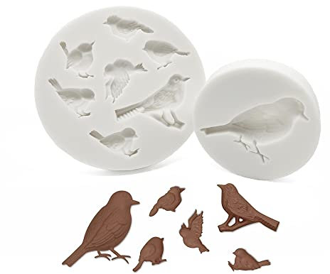OHYER Vogel Spatz Silikonform 3D Vögel Epoxid form Vögel Bastelform Spatz Harzform Vögel Resin Molds Vögel Silikon Fondant Formen Handwerk Werkzeuge für Fondant Schokolade Cupcake Dekorieren