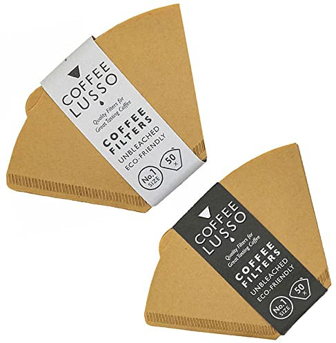 Size 1/No.1/101 Coffee Filter Papers by COFFEE LUSSO, Cone Shaped, Unbleached, Eco Friendly (100)