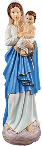 Isideco Bunte Figur heilige Madonna mit Kind 20cm