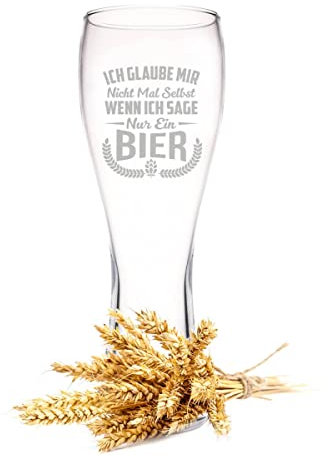 Leonardo Weizenglas mit Gravur - Ich glaube mir nicht mal selbst - Geschenk für Bierkenner Bier Liebhaber - Geschenkidee für Männer zum Geburtstag - Geschenke für Papa zum Vatertag - 500 ml